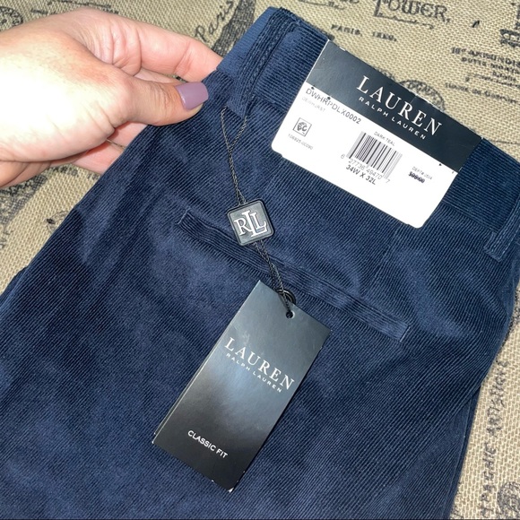 Lauren Ralph Lauren NWT! Classic Fit Dark Teal Corduroy Pant Size 34 - Picture 4 of 14